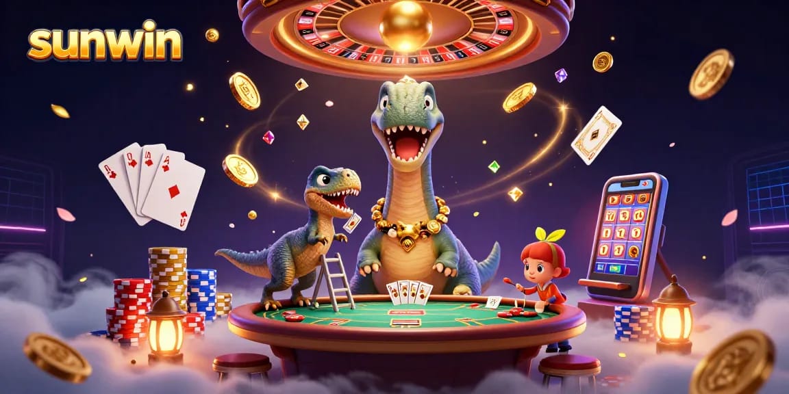 Join the excitement at sunwin with a thrilling game show setup overflowing with casino riches.