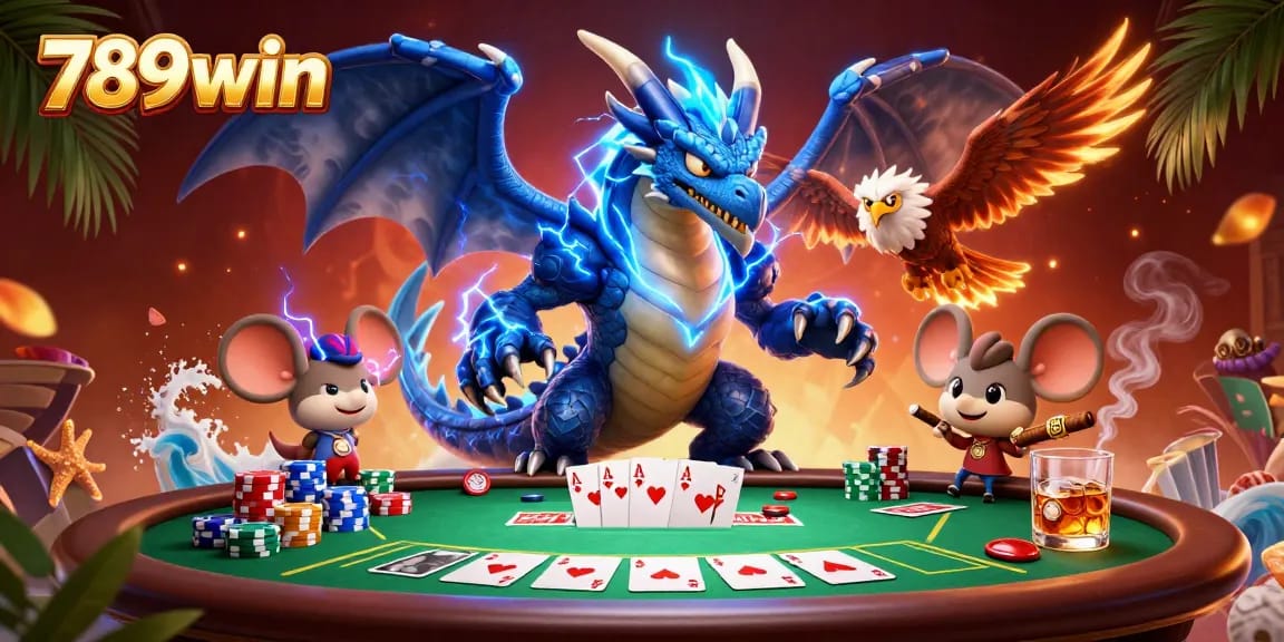 Activate winning strategies with 789win's vibrant casino game-themed illustration featuring poker action.