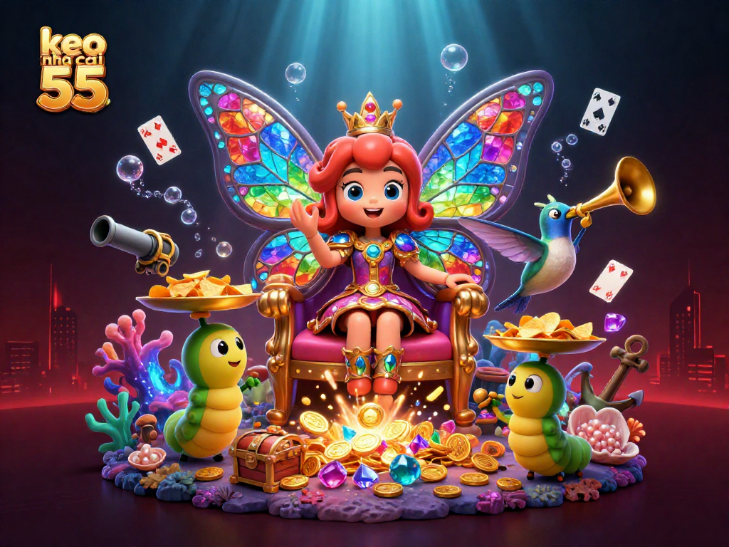 Bet on big wins with keo nha cai 55 in vibrant underwater casino theme illustration.
