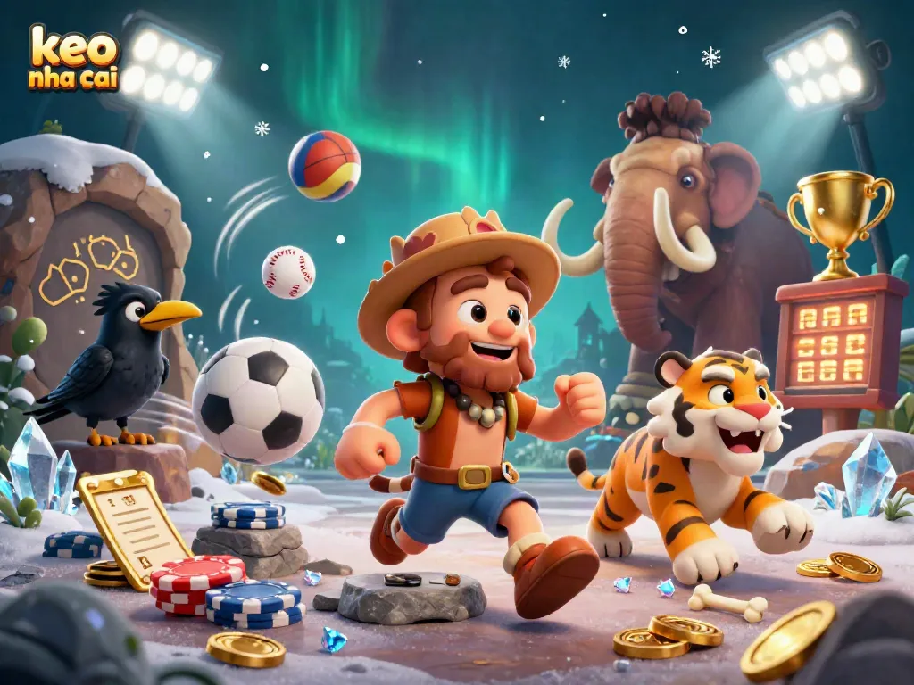 Engage with keo nha cai through a vibrant, action-filled prehistoric casino scene featuring unique gameplay elements.