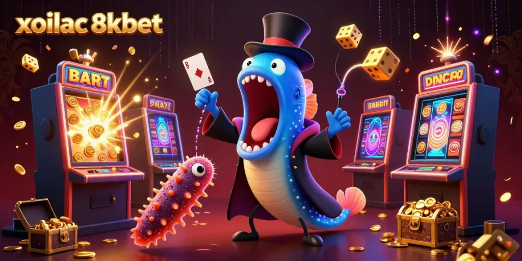 Experience the magic of xoilac 8xbet with vibrant underwater casino characters performing spectacular acts.