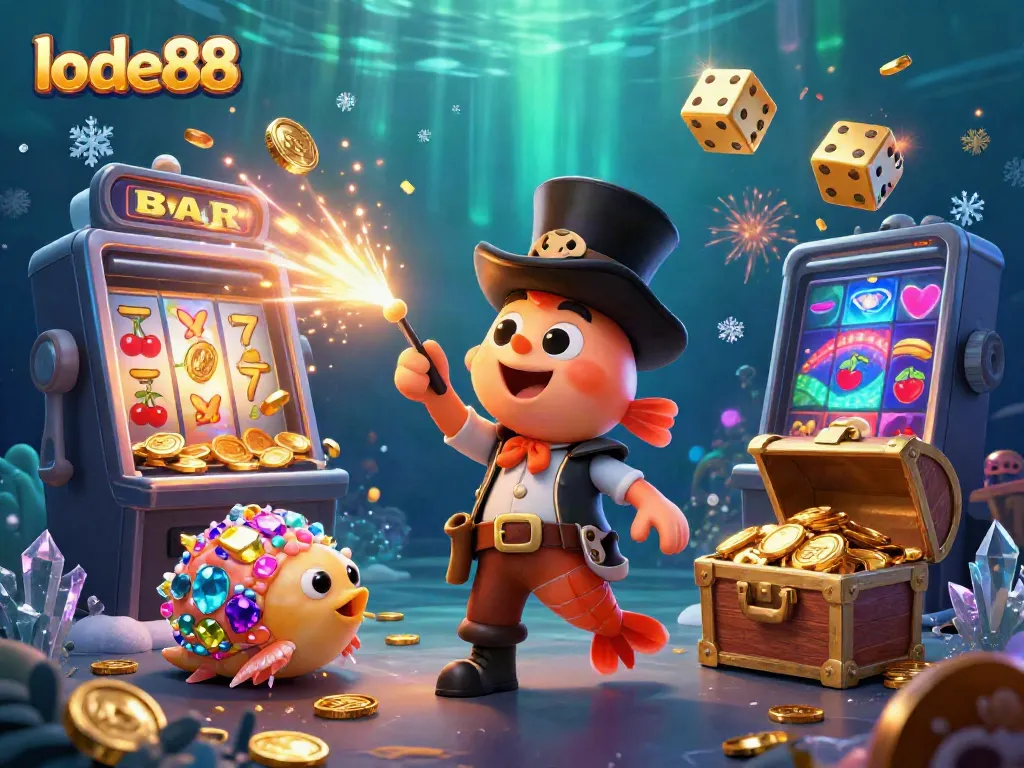 Experience lode88's thrilling 3D underwater casino world filled with coins, characters, and jackpot excitement.