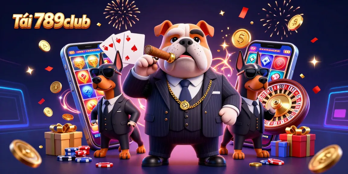 Tải 789club with vibrant 3D casino characters amid colorful gaming elements and festive effects.