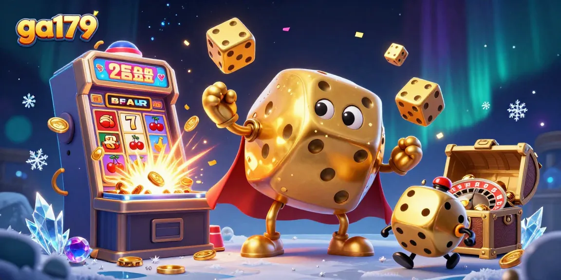 Engage with the vibrant action at ga179 featuring a golden dice golem and dynamic casino elements.