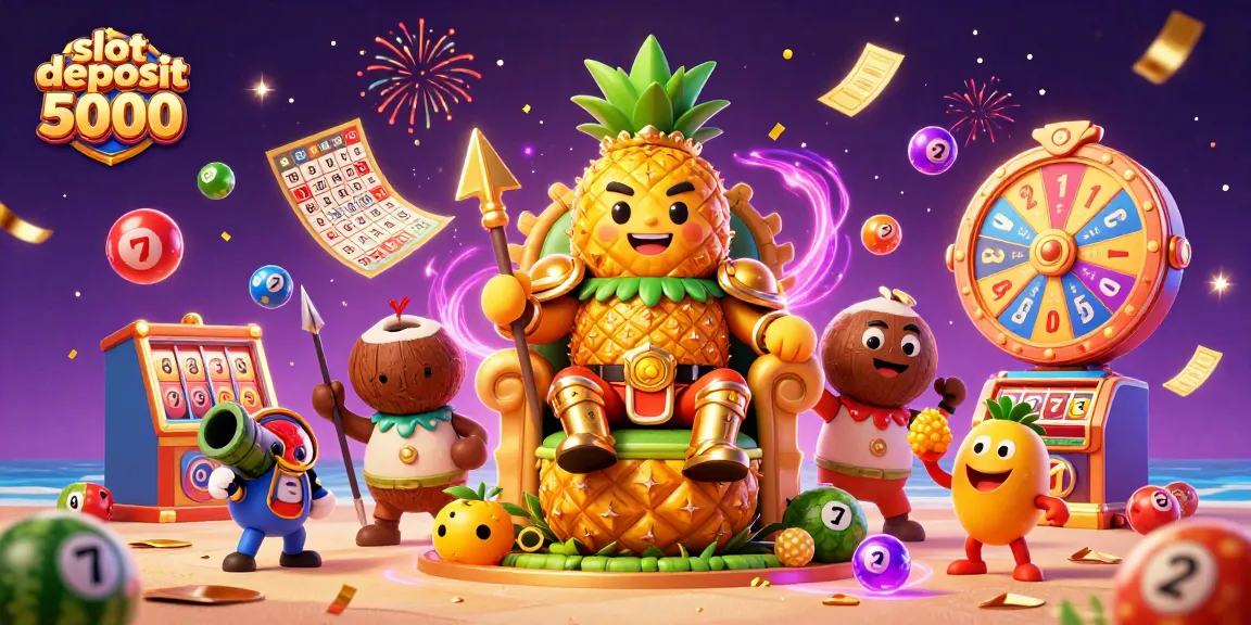 Engage with thrilling slot deposit 5000 gameplay in a vivid, dynamic casino scene packed with fun elements.