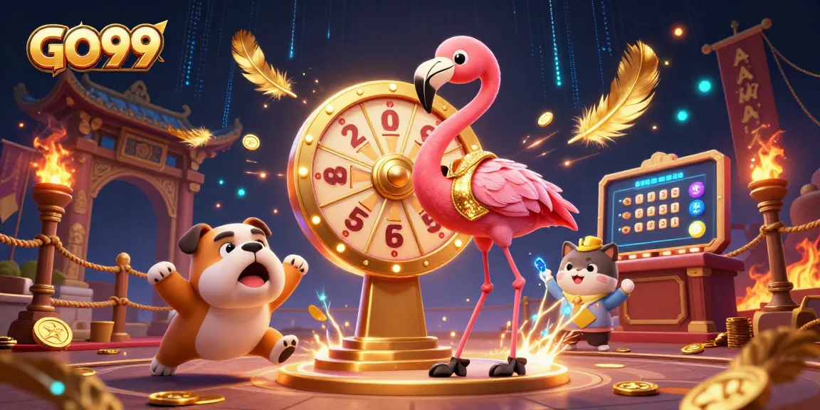 Spin to win exciting prizes at GO99 with a vibrant game show scene filled with energy and color.